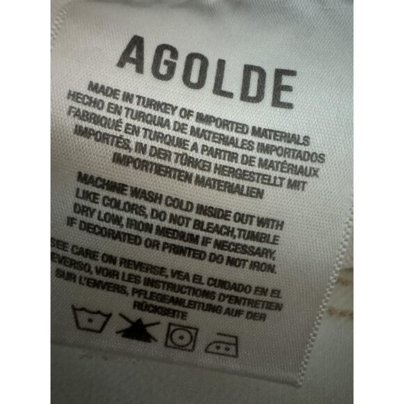 AGOLDE Parker Long Shorts Womens 30 White High Rise Cutoff Frayed Hem Denim - Picture 4 of 7